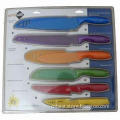 6-piece Colored Nonstick Stainless Steel Blade Kitchen Knife Set with Plastic Sheath